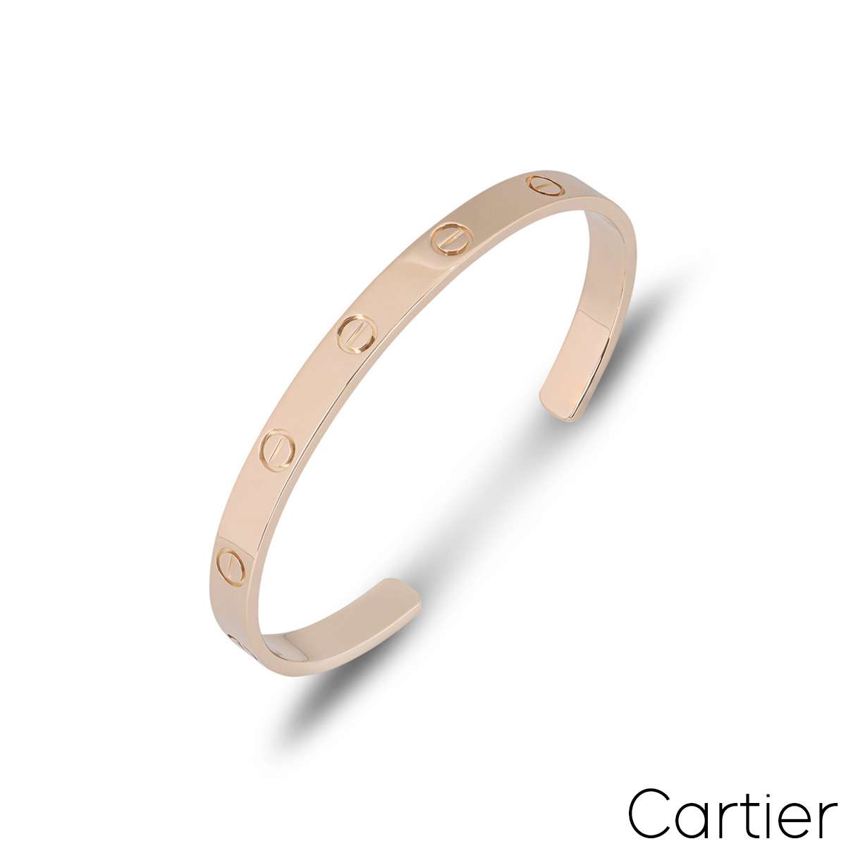 Cartier Rose Gold Plain Cuff Love Bracelet Size 17 B6032617